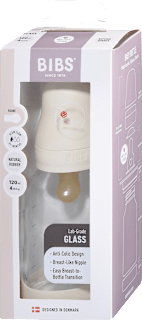 Steklena steklenička 120 ml, lateks - Ivory (počasni pretok), 4m+ BIBS