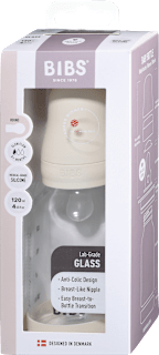 Steklena steklenička 120 ml, silikon - Ivory (počasen pretok) BIBS
