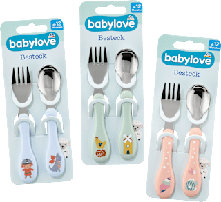 Комплект прибори за хранене, от 12. месец, различни цветове/мотиви babylove