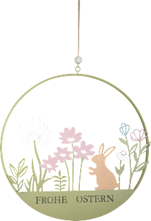 Metallring "FROHE OSTERN" Hase & Blumen, pastell-grün Dekorieren & Einrichten