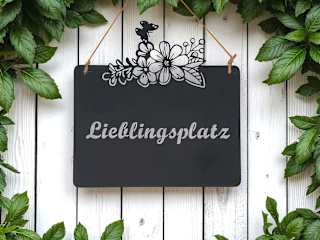 Metallschild "Lieblingsplatz", schwarz (20x20 cm) Dekorieren & Einrichten