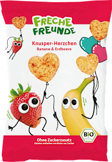 Kindersnack Knusper-Herzchen Banane & Erdbeere, ab 1 Jahr Freche Freunde