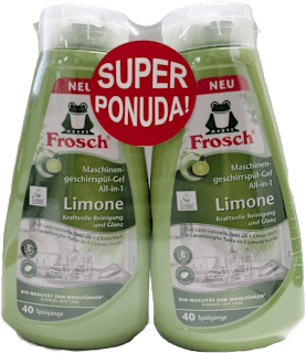 Gel za strojno pranje posuđa – miris limete, doupack, 2 x 650 ml Frosch