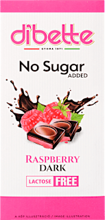 Málnaízű krémmel töltött étcsokoládé, laktózmentes Dibette
