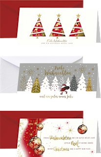 Grußkarten-Set mit Weihnachtsmotiven in rot CACTUS