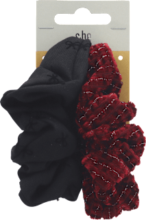 Скрънчи ластикци за коса, черен и червен s-he stylecollection