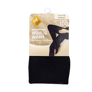 Wohlig Warm Strumpfhose schwarz ultra blickdicht, Gr. 44 - 48 nur die