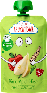 Quetschie Bio Birne, Apfel und Hirse ab 6 Monaten FruchtBar