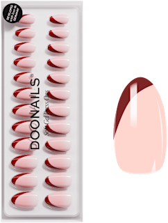 Künstliche Nägel Press Ons Short Almond Red Slate French Doonails