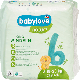 Windeln nature Gr. 6 XL (15-20 kg) babylove nature
