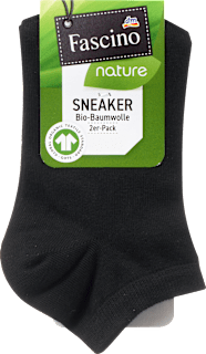 Sneakersocken mit Bio-Baumwolle schwarz Gr. 35-38 Fascino
