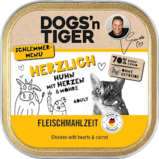 Nassfutter Katze, Huhn mit Herzen & Möhre, Herzlich DOGS'n TIGER