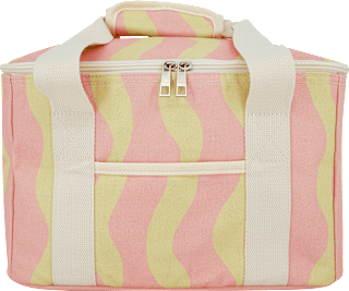 Kühltasche aus Polycotton, Wellenmuster gestreift, gelb/rosa (32x21x21 cm) Soapland