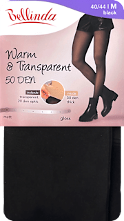 punčochové kalhoty Warm&Transparent 50DEN, velikost 40-44, černé Bellinda