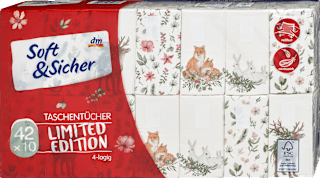 Papír zsebkendő 4-rétegű, limitált kiadás (42x10db) Soft&Sicher