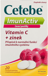 Cetebe ImunActiv vitamin C + zinek s malinovou příchutí Cetebe