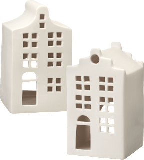 Windlicht aus Keramik, Giebelhaus, weiß-matt Dekorieren & Einrichten