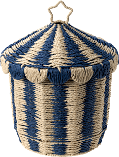 Aufbewahrungskorb aus Seegras, Zirkus, gestreift, blau/offwhite (29,5x38 cm) Dekorieren & Einrichten