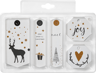 Geschenkanhänger, weiß-schwarz-gold 50tlg Dekorieren & Einrichten