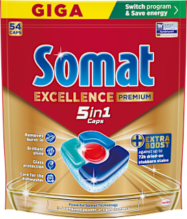 Таблетки за съдомиялна машина Excellence Premium 5в1, 54 броя Somat