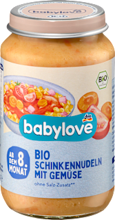 Bio zeleninový príkrm šunkové rezance v rajčinovej omáčke babylove