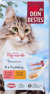 Katzenleckerli Pudding mit Kürbis &amp; Granatapfel, Wintermomente (2x4 Stück) Dein Bestes