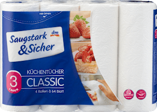 Küchentücher Classic 3-lagig (4x64 Blatt) Saugstark&Sicher