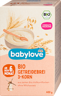 Био каша от 3 вида пълнозърнести житни култури, от 6+м, 2 x 200 g babylove