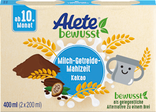 Trinkmahlzeit Milch-Getreide Kakao ab dem 10. Monat Alete bewusst