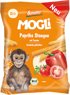 Kindersnack Paprika Stangen mit Tomate MOGLi