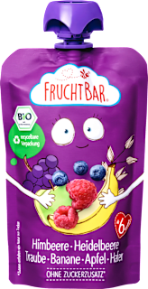 Quetschie Himbeere Heidelbeere Traube Banane Apfel & Hafer ab 6 Monaten FruchtBar