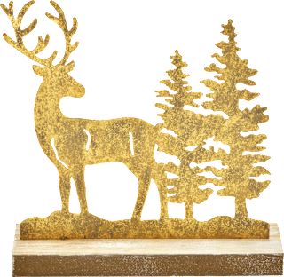 Metallaufsteller, Hirsch mit Wald, gold Dekorieren & Einrichten