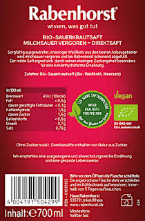 Direktsaft, Mildes Sauerkraut Rabenhorst