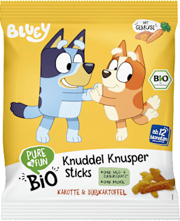 Kindersnack Bluey Knusper Sticks Karotte & Süßkartoffel ab 12 Monaten PURE & FUN