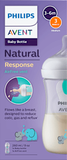 Babyflasche Natural Response AirFreeVentil weiß/Elefant, ab dem 3. Monat, 260ml  PHILIPS AVENT