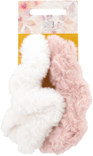 Scrunchie-Set rosa und weiß mit Fell s-he stylecollection