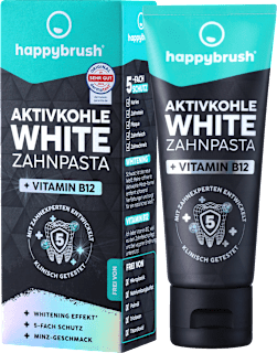 Zahnpasta Aktivkohle White mit Vit. B12 happybrush
