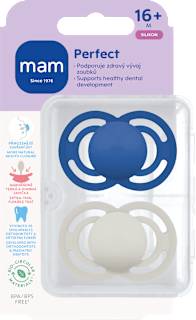 dudlík Perfekt 16+m, tmavě modrý/šedý mam