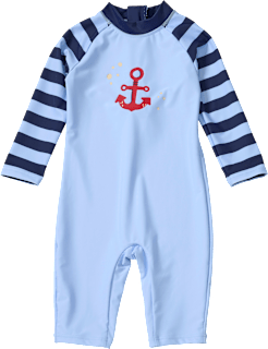 UV Badeoverall mit Streifen-Muster & Anker-Motiv, blau, Gr.  PUSBLU