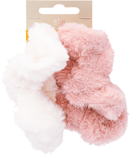 Szőrmés scrunchie (skunci) hajgumi szett, fehér és rózsaszín s-he stylecollection