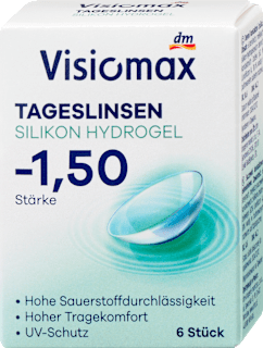 silikon-hydrogelové denní kontaktní čočky, -1,50 DP Visiomax