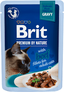 Karma dla kotów Premium By Nature, wołowina w sosie Brit