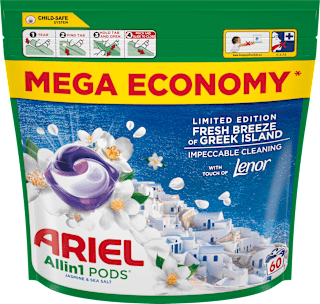 Pracie kapsuly Fresh Breeze of Greek Island Allin1 Pods, MEGA ECONOMY Ariel