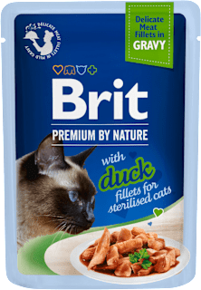 Karma dla kotów sterylizowanych Premium By Nature, kaczka w sosie Brit