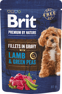 Karma dla psów Premium By Nature, jagnięcina z zielonym groszkiem w sosie Brit