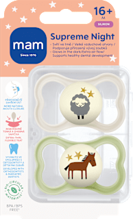 dudlík Supreme Night 16+m, béžový/zelený mam