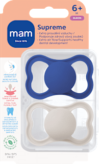 dudlík Supreme 6+m, modrý/šedý mam