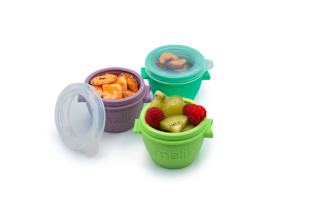 Set 4 recipiente de silicon pentru hrana copiilor melii