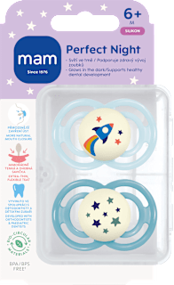 dudlík Perfect night 6+m, světle modrá/tyrkysová mam