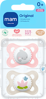dudlík Original 0+m růžový/šedý mam